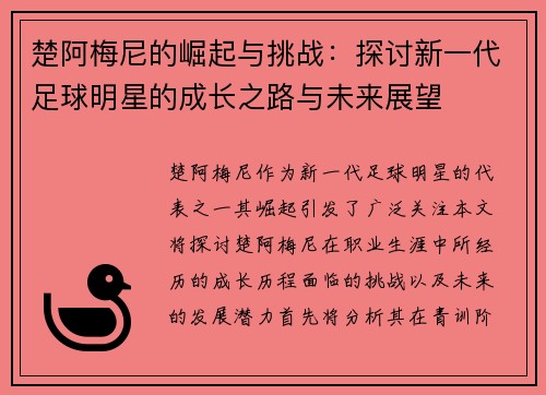 楚阿梅尼的崛起与挑战：探讨新一代足球明星的成长之路与未来展望